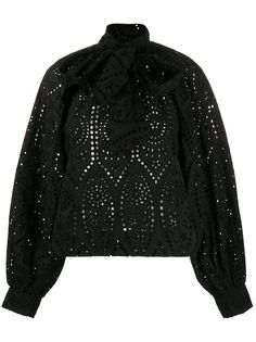 Ganni tie neckline blouse