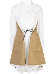 Sacai contrast panel shirt dress