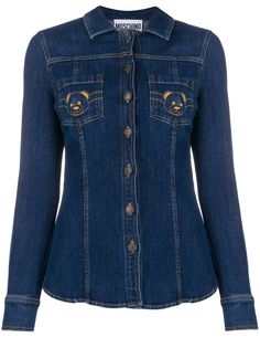 Moschino teddy bear embroidered denim shirt