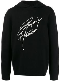 Emporio Armani embroidered knitted hoodie