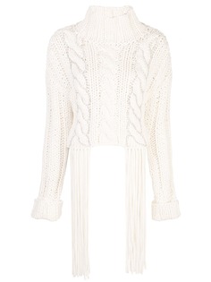 AREA fringed cable-knit crop sweater
