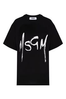 Черная футболка с принтом Spray Logo Msgm