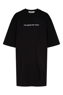 Черное платье-футболка с надписью Msgm