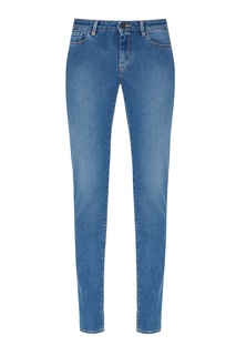 Голубые джинсы с потертостями Hugo Boss