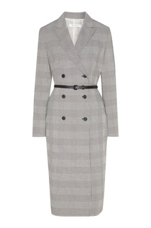 Двубортное серое платье в клетку MAX Mara