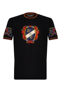 Черная футболка с яркими принтами Dolce & Gabbana