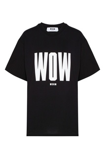 Черная футболка с принтом Wow Msgm