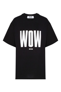 Черная футболка с принтом Wow Msgm