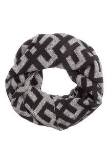 Серый шарф с геометрическим рисунком Emporio Armani