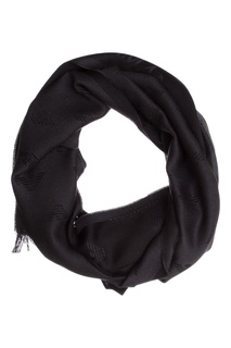 Темно-серый шарф с фирменной отделкой Emporio Armani