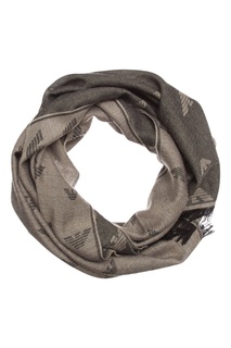 Серый меланжевый шарф с отделкой Emporio Armani