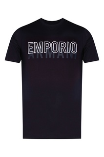 Темно-синяя футболка со стилизованным логотипом Emporio Armani