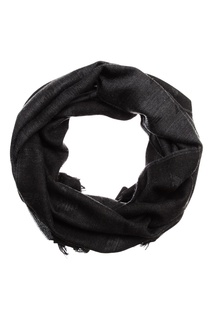 Темно-серый меланжевый шарф с отделкой Emporio Armani