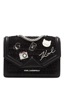Комбинированная черная сумка с отделкой Karl Lagerfeld