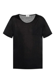 Черная футболка с карманом Saint Laurent