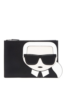 Черный клатч с фирменной аппликацией Karl Lagerfeld