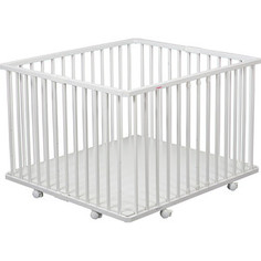 Манеж Combelle деревянный на колесах, квадрат, Gaby, 3-х уров. 98х92х67 см - White / Белый 461
