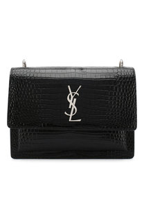 Сумка Sunset medium с тиснением под крокодила Saint Laurent