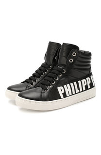 Высокие кеды из кожи Philipp Plein