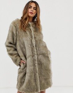 Удлиненная шуба из искусственного меха Liquorish