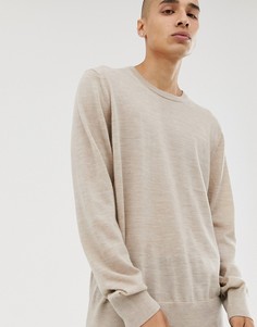 Джемпер песочного цвета из мериносовой шерсти с круглым вырезом AllSaints
