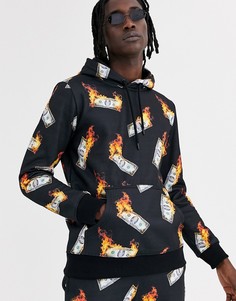 Худи с принтом горящих банкнот Criminal Damage