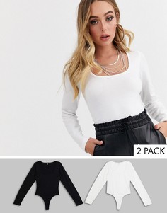 Боди с квадратным вырезом черного и белого цвета Missguided - 2 шт.