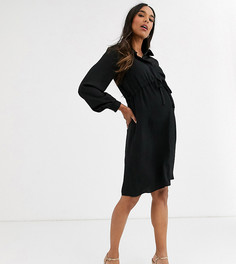 Черное платье-рубашка со шнурком New Look Maternity