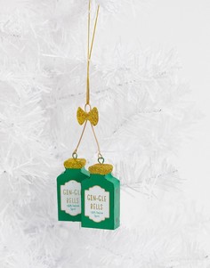 Новогоднее елочное украшение в форме бутылки с джином Sass & Belle gin-gle bells