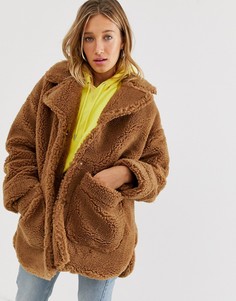 Пальто из искусственного меха Monki