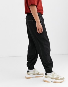 Черные зауженные нейлоновые джоггеры ASOS WHITE