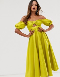 Платье миди с пышными рукавами и вырезом ASOS EDITION
