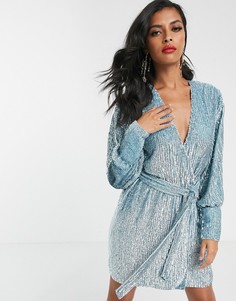 Платье мини с пайетками и запахом ASOS EDITION