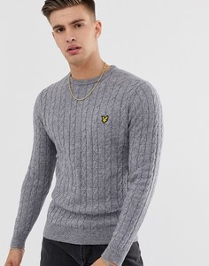 Серый джемпер из смесовой шерсти с круглым вырезом Lyle & Scott