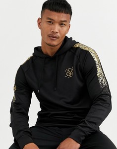 Черный худи с золотистым принтом деграде SikSilk