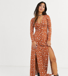 Чайное платье макси на пуговицах с цветочным принтом ASOS DESIGN Petite
