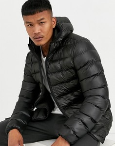 Черная дутая куртка с капюшоном SikSilk