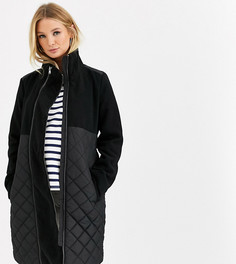 Черное стеганое пальто со съемной вставкой Mamalicious maternity Mama.Licious