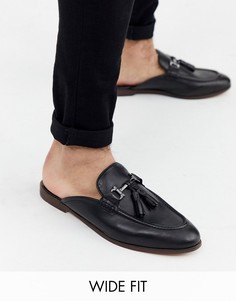 Черные лоферы для широкой стопы без задника Kurt Geiger