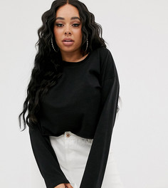 Черная свободная укороченная футболка ASOS DESIGN Curve