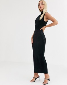 Бархатное платье макси с высоким воротником ASOS DESIGN