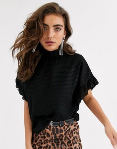 Блузка с бантом на спине и оборками Object