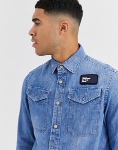 Джинсовая рубашка в стиле милитари с длинными рукавами G-Star