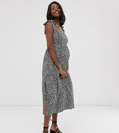 Платье макси с леопардовым принтом и присборенной вставкой Wild Honey Maternity