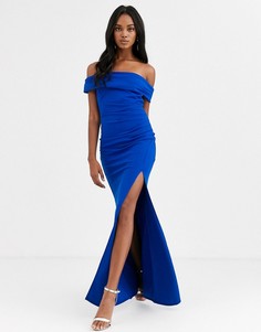 Платье макси с открытыми плечами и разрезом City Goddess