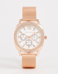 Женские наручные часы цвета розового золота с сетчатым ремешком Bellfield