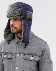 Темно-синяя шапка-ушанка Bellfield