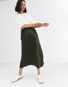 Атласная юбка миди ASOS DESIGN