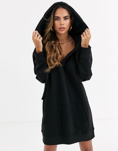 Черное платье с капюшоном Missguided