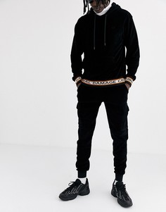 Черные велюровые джоггеры в стиле милитари Criminal Damage